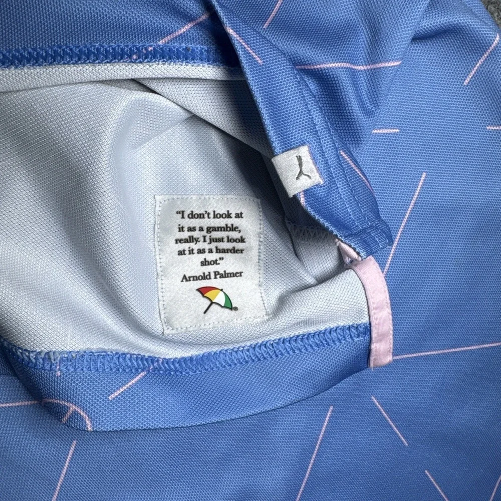 Puma x Arnold Palmer Geo Polo Shirt Mens Sz L Blue Golf Big Cedar National Final